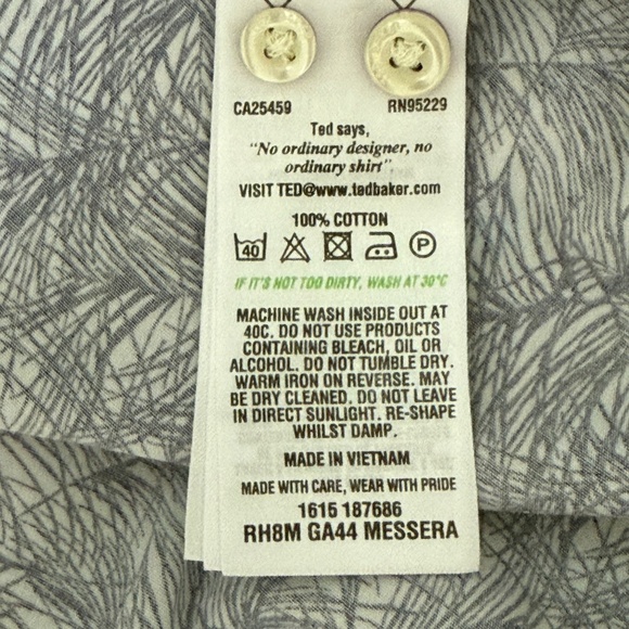 TED BAKER ENDURANCE MEN SHIRT 15.5 / 32-33 NWOT - Picture 5 of 5